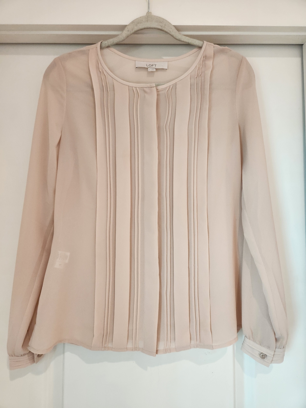 LOFT Women's Pleated Long-Sleeve Blouse - Blush
